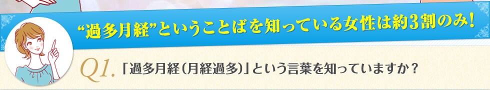 “過多月経”ということばを知っている女性は約3割のみ!　Q1.「過多月経（月経過多）」という言葉を知っていますか？
