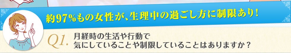 約97％もの女性が、生理中の過ごし方に制限あり！　Q1.月経時の生活や行動で気にしていることや制限していることはありますか？